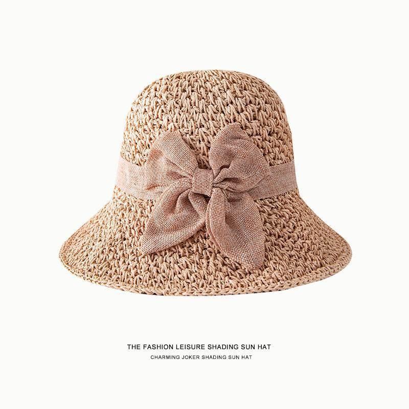 Соломенная шляпа женская летняя пляжная солнцезащитная шляпа-ведро ультрафиолетовая шляпа от солнца шляпа от солнца 2024 Интернет знаменитость лето