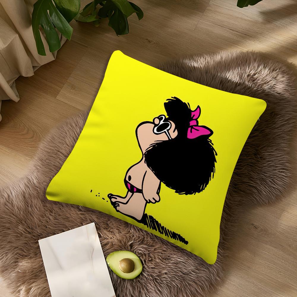 Mafalda Cartoon Cute cushion cover Living Room Accent Couch Back Support Square Lounge Restful Nap Companion Pillow Case