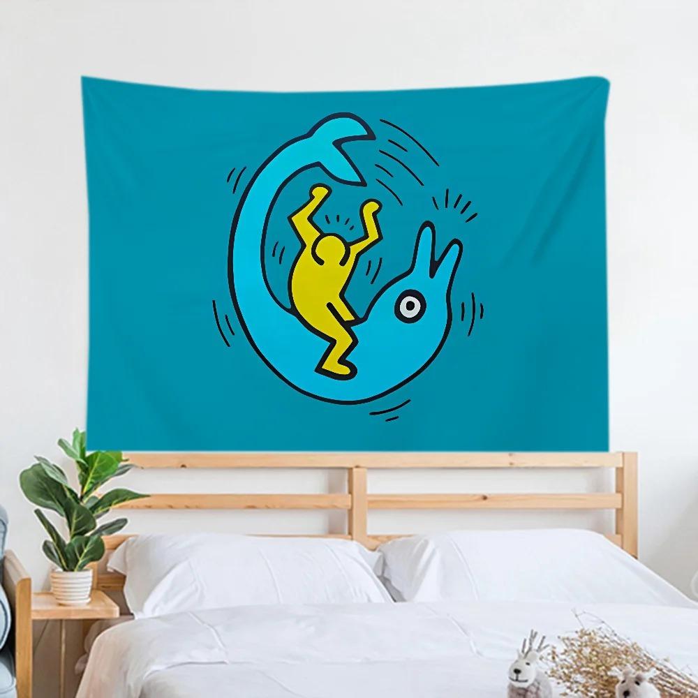 Haring Геометрический Граффити Простой Гобелен Офис Гостиная Украшения Дома Настенный Гобелен