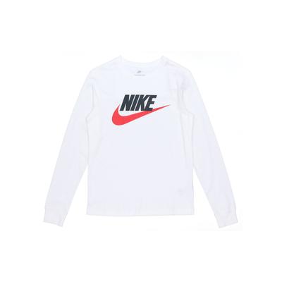 Nike Спортивная одежда Futura Icon с логотипом и принтом, повседневная футболка с круглым вырезом и длинными рукавами, мужские топы, белые CI6292-102