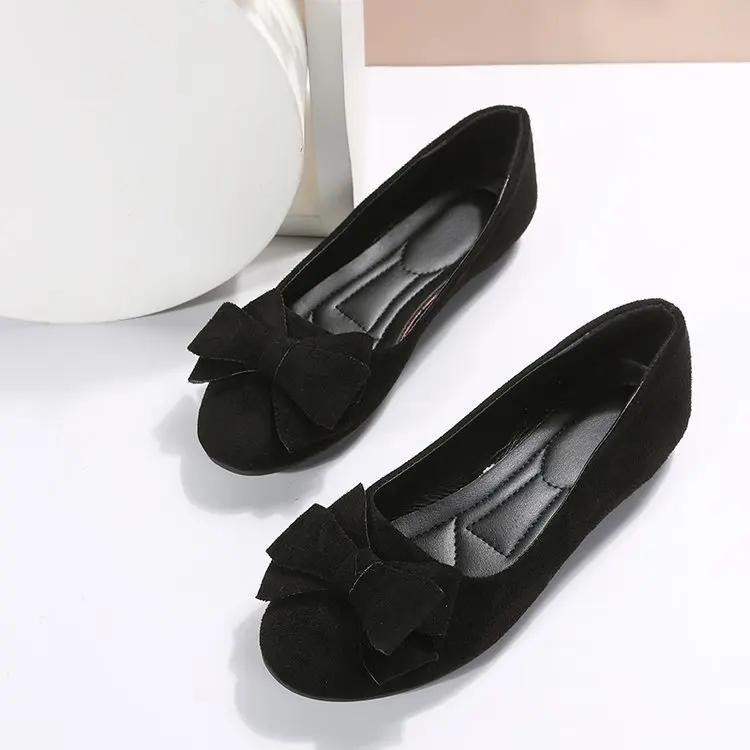 Elegant Women Striped Bow Ballet Flat Shoes Breathable Comfortable One Step Shoes Suitable All Seasons Casual Daily