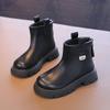 Girl's Ankle Boot Spring Autumn Black Versatile Children School Leather Boots Thick Bottom Non-slip Kids Fashion Boots Round-toe