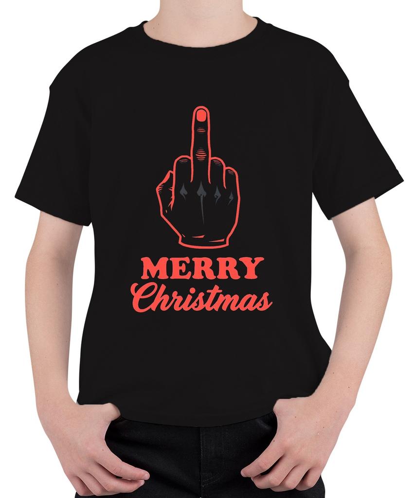 MERRY Christmas Middle Finger Cheeky Sarcastic Xmas Funny Unisex Kids
