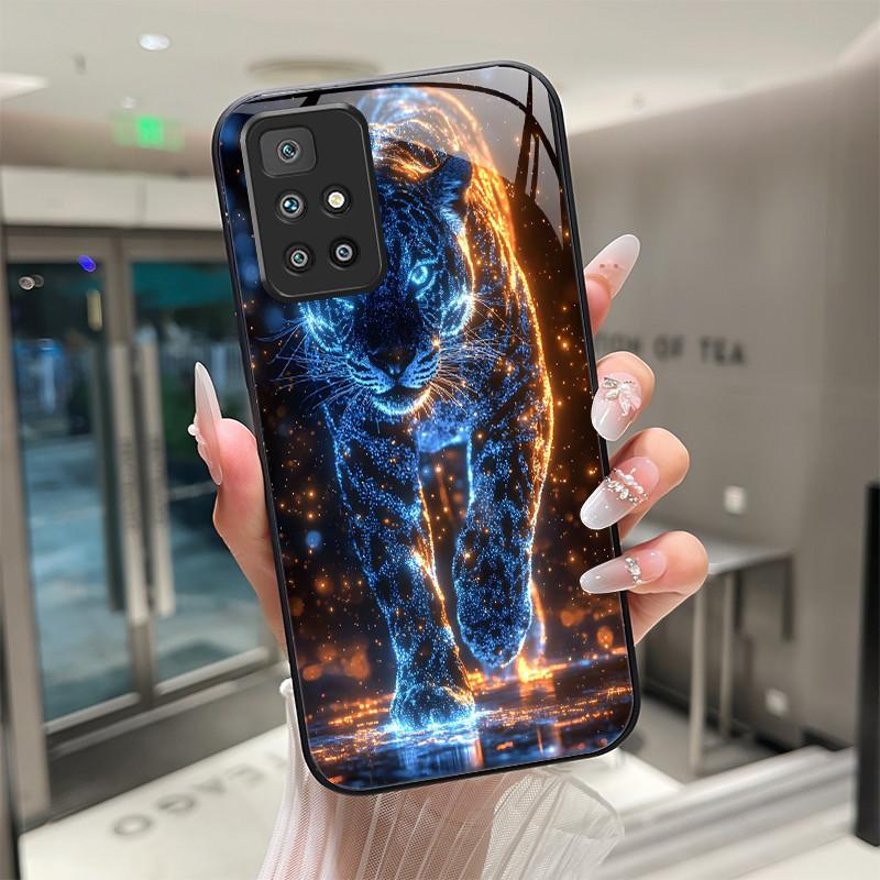 For Xiaomi Redmi 10 Prime 2022 Phone Case Tempered Glass Hard Shell flower Cute cats Coque For Redmi10 10Prime 2022 Back Cover