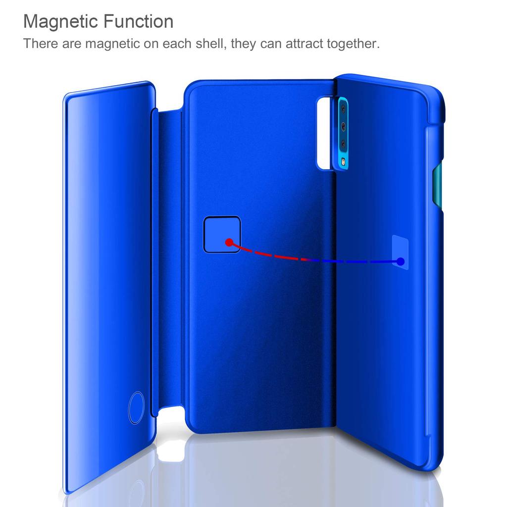 Luxury Slim Clear View Smart Mirror Case Magnetic Flip Stand Phone Cover for Huawei Samsung Xiaomi