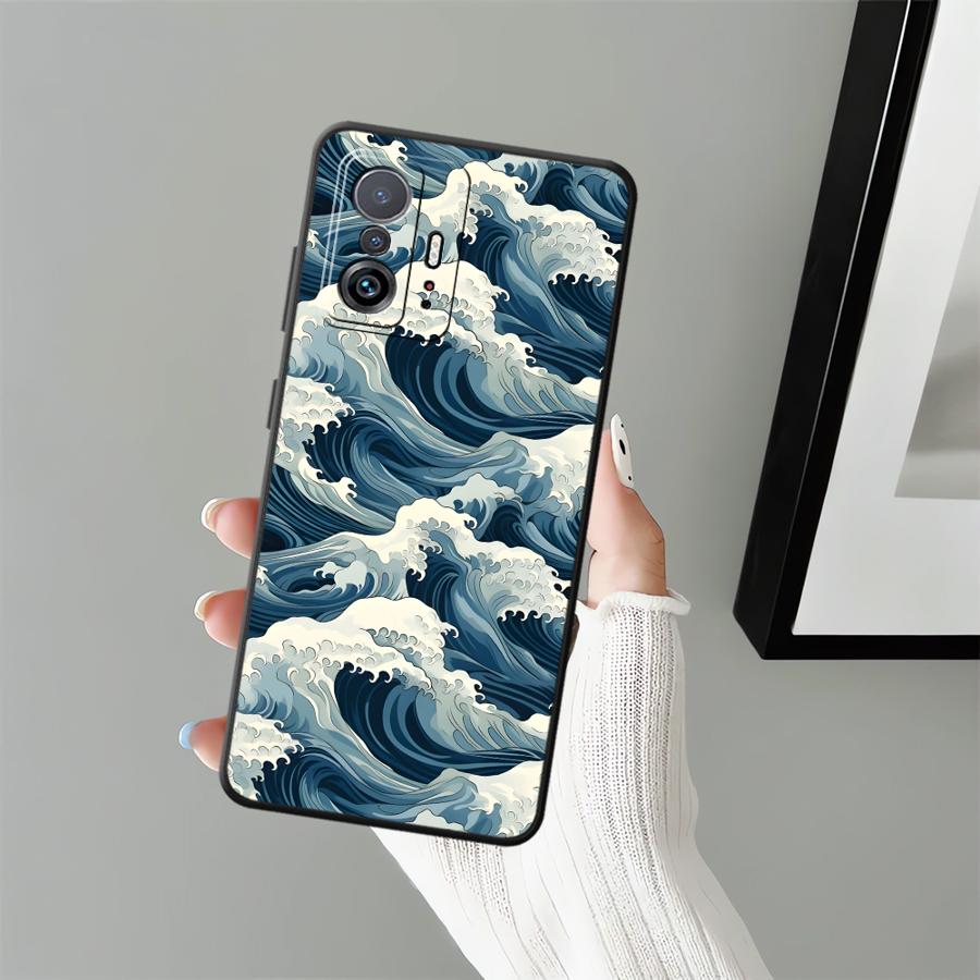 Чехол для телефона Funda для Xiaomi Mi 11 12 12X 14 13 Lite 12T Pro 10T 11T Мультяшная волна