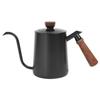 Stainless Steel Wooden Handle Hand Brewing Kettle Long Mouth With Lid Hanging Ear Kettle Coffee Pot Narrow Mouth Kettle