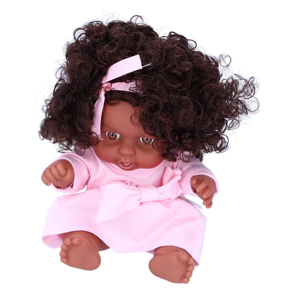 Lifelike Baby Play Doll African Girl Dolls Children Kids Toddler Toy Birthday Gift 25cm Celsius 9.8in