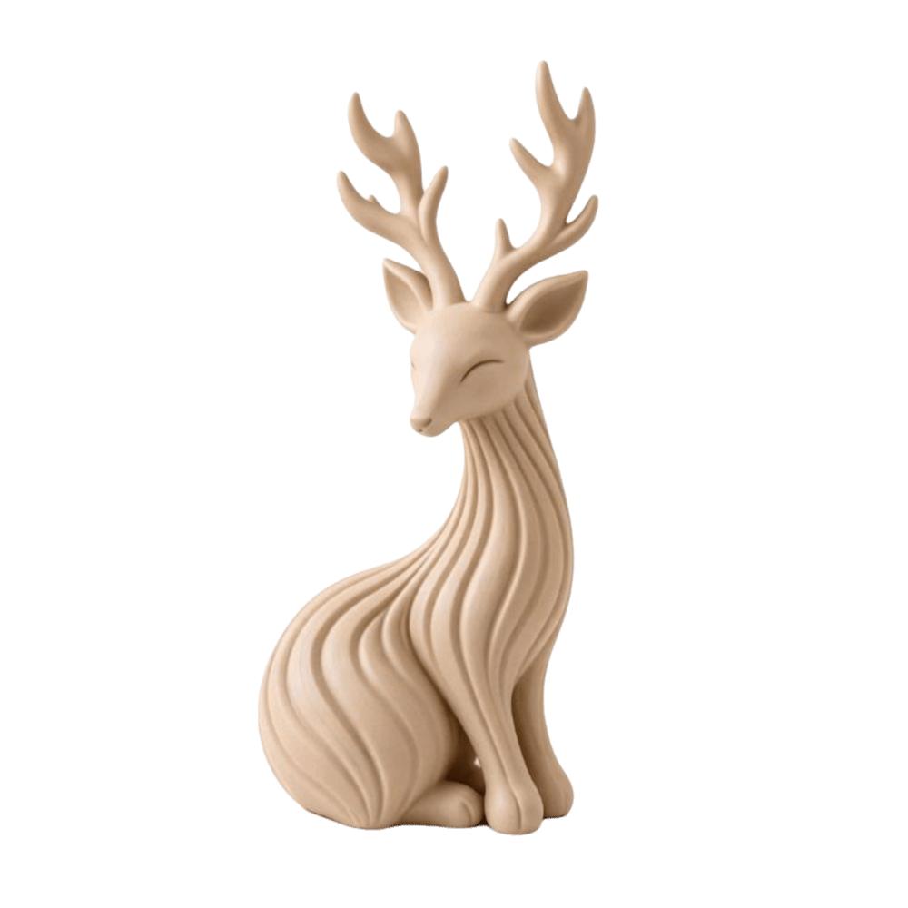 Stripe Textue Christmas Deer Sculpture 3D Printed Desktop Ornaments Reindeer Figurines Home Decor