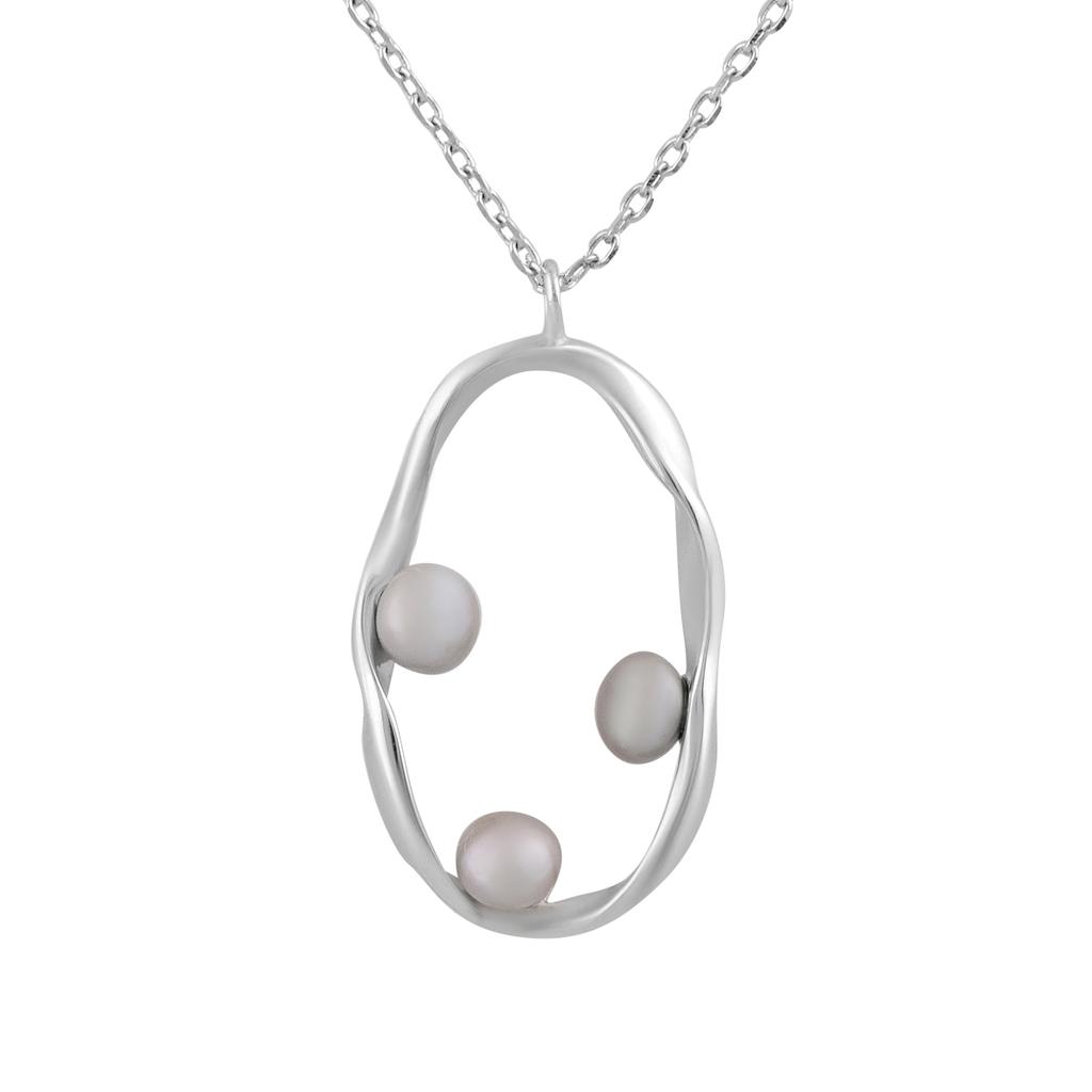 Silver Necklace with Natural Pearls (2128748)