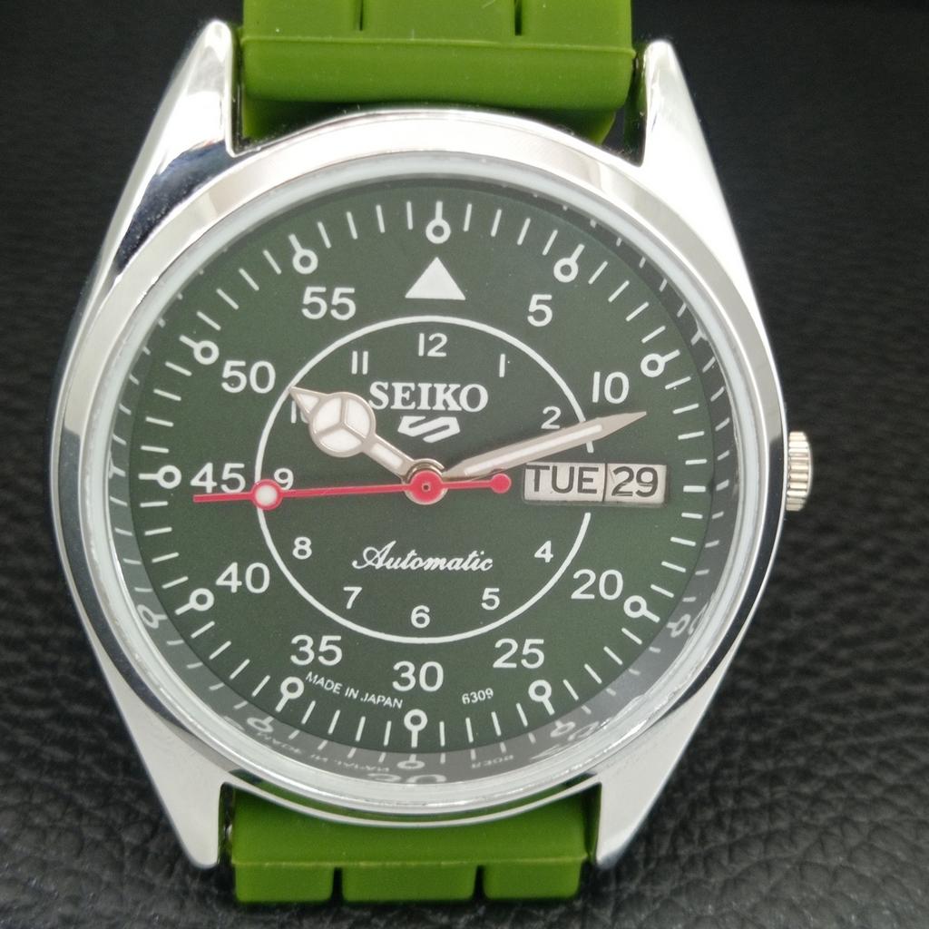 ВИНТАЖНЫЕ ОТРЕМОНТИРОВАННЫЕ МУЖСКИЕ АВТОМАТИЧЕСКИЕ ЧАСЫ SEIKO 5 ЯПОНИЯ ЗЕЛЕНЫЙ ЦИФЕРБЛАТ a444669-1