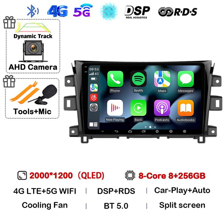 Android 14 Carplay Auto 360 Camera для Nissan NAVARA Frontier NP300 2011 - 2018 Мультимедийный видеоплеер GPS Автомобильное радио DSP Stereo