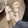 Thick-soled Comfortable Trend Velcro Beach Sandals Women 2025 Summer New College Style Fashion Roman Sandals Women
