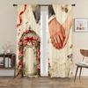 2pcs Romantic Wedding Hand & Gazebo Curtains   Perfect for Bridal/Anniversary Window Decor  Rod Pocket Curtains