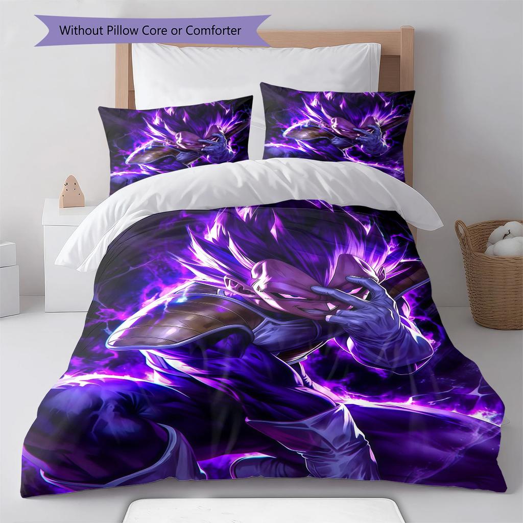 DBZ Boost Pattern Bedding Quilt Set Quilt Cover Pillowcase Home Decoration Birthday Gift (1 * duvet cover + 2 * pillowcase, without core)