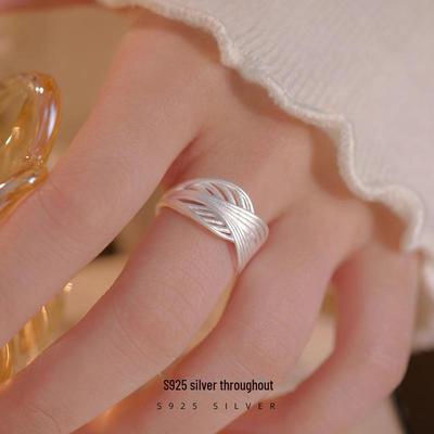 Кольцо Banyan Tree S925 Silver Matte Multilayer Line Ring: Новый открытый дизайн 2024 года для женщин