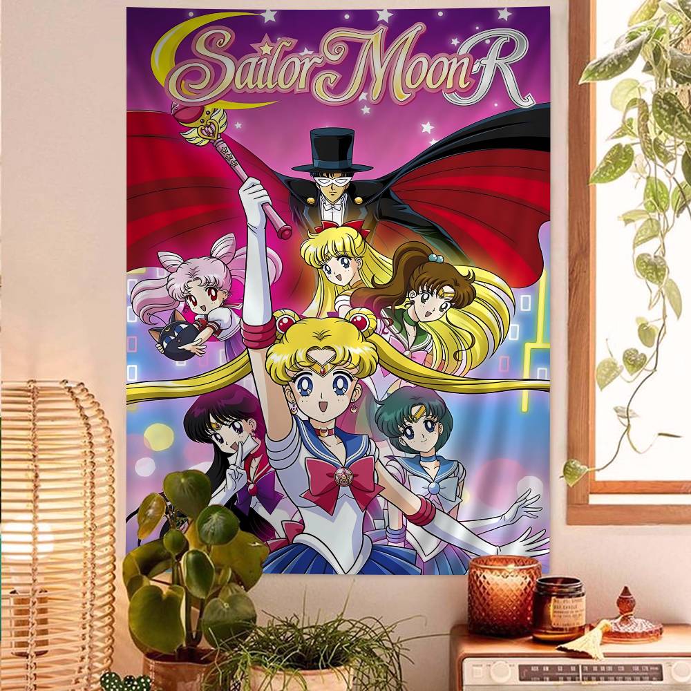 Cartoon SSailor Classic MMoons Printed Large Wall Tapestry Art Science Fiction Room Home Decor Decor Blanket