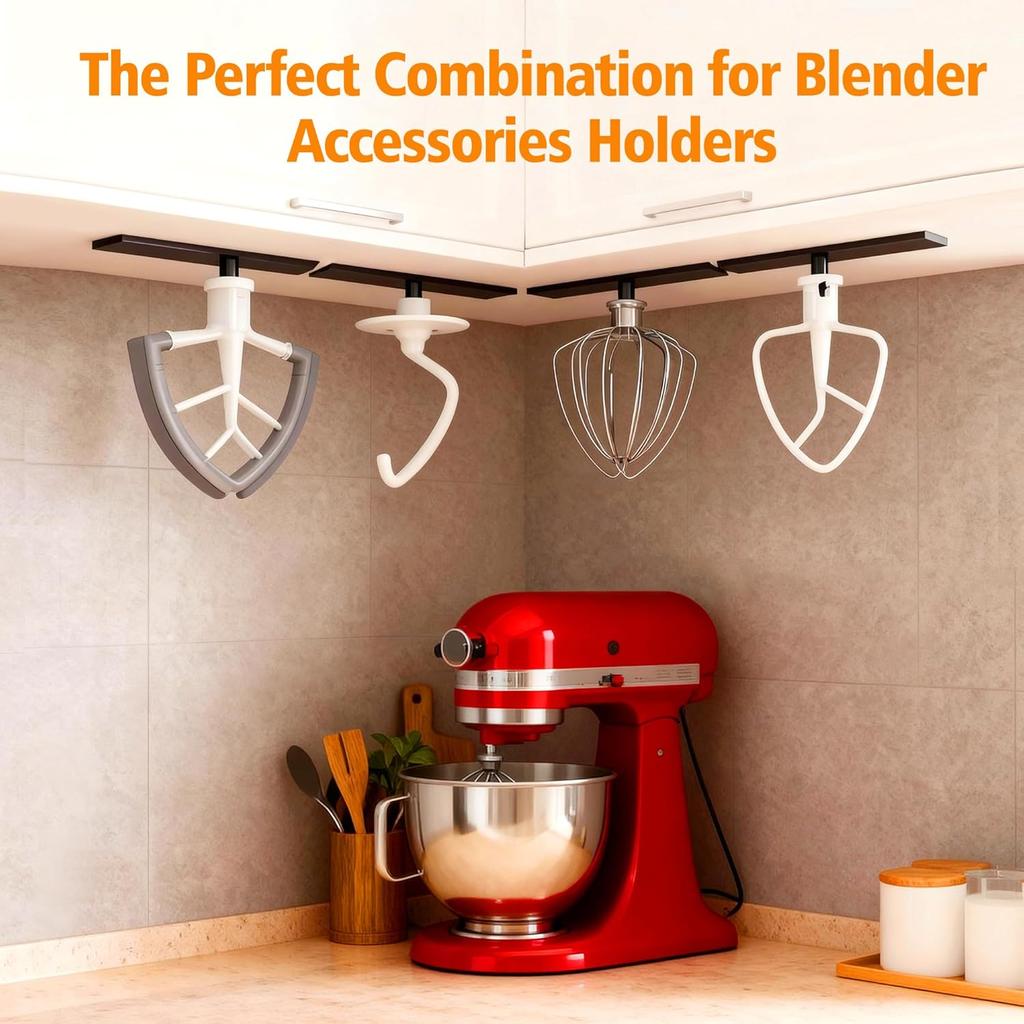 4 Pcs Stand Mixer Attachment Holders Compatible with Kitchen Aid Mixer Accessories, Mixer Beater Scraper Hanging Holders Storage Organizer, Securely