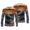 New Men's Fishing Shirts 3D Pinting Fishing Apparel Breathable T-Shirt Long Sleeve Summer Outdoor Sports Crewneck Fishing Shirt
