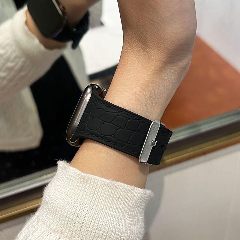 Силиконовый ремешок для Apple Watch - Ремешок для iWatch Ultra/11/10//9/8/7/6/5/4/3/2/1/SE/SE2022 Пряжка с квадратной пластиной 49мм 45мм 44мм 42мм 41мм 40мм 38мм