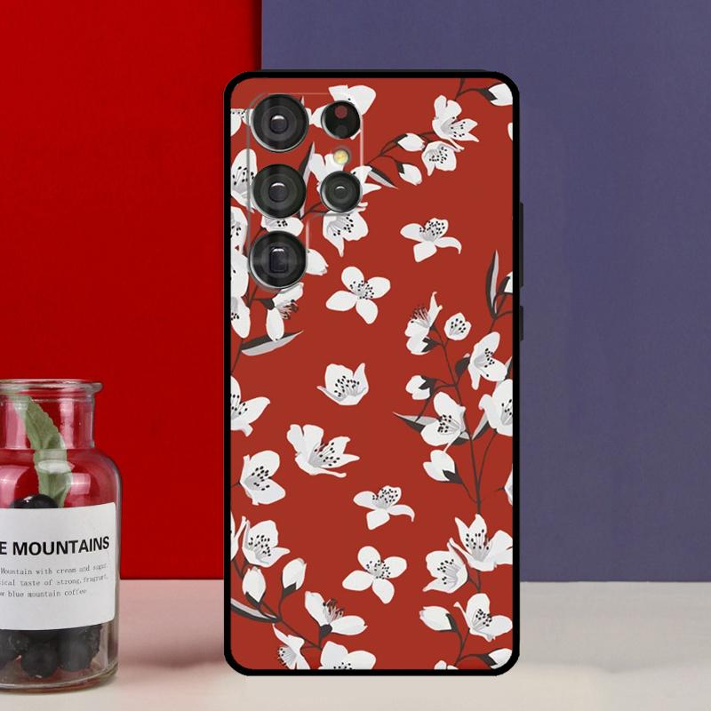 Цветочный чехол с вишневым цветением для Samsung Galaxy S25 Ultra S9 S10 S20 S21 FE S22 S23 Plus S24 Ultra