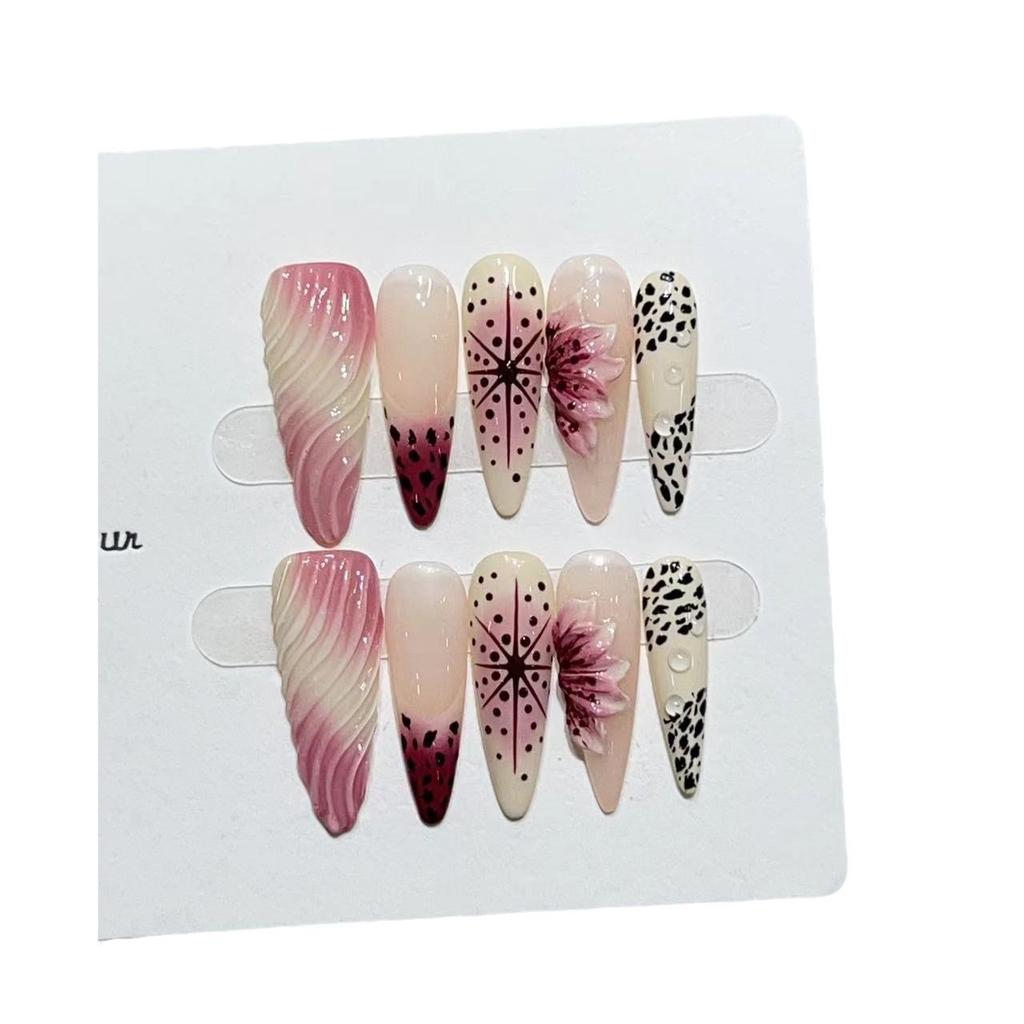 Nail Art Wearing Armor High-end Three-dimensional Large Flower Personalized French Removable Fake Nail Patch