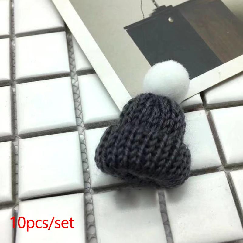 10 шт. Мини-вязаные шапки, рождественская шапка, шерстяная кукольная шапка для рождественских украшений, материалы для шитья и рукоделия, украшения для рождественской елки