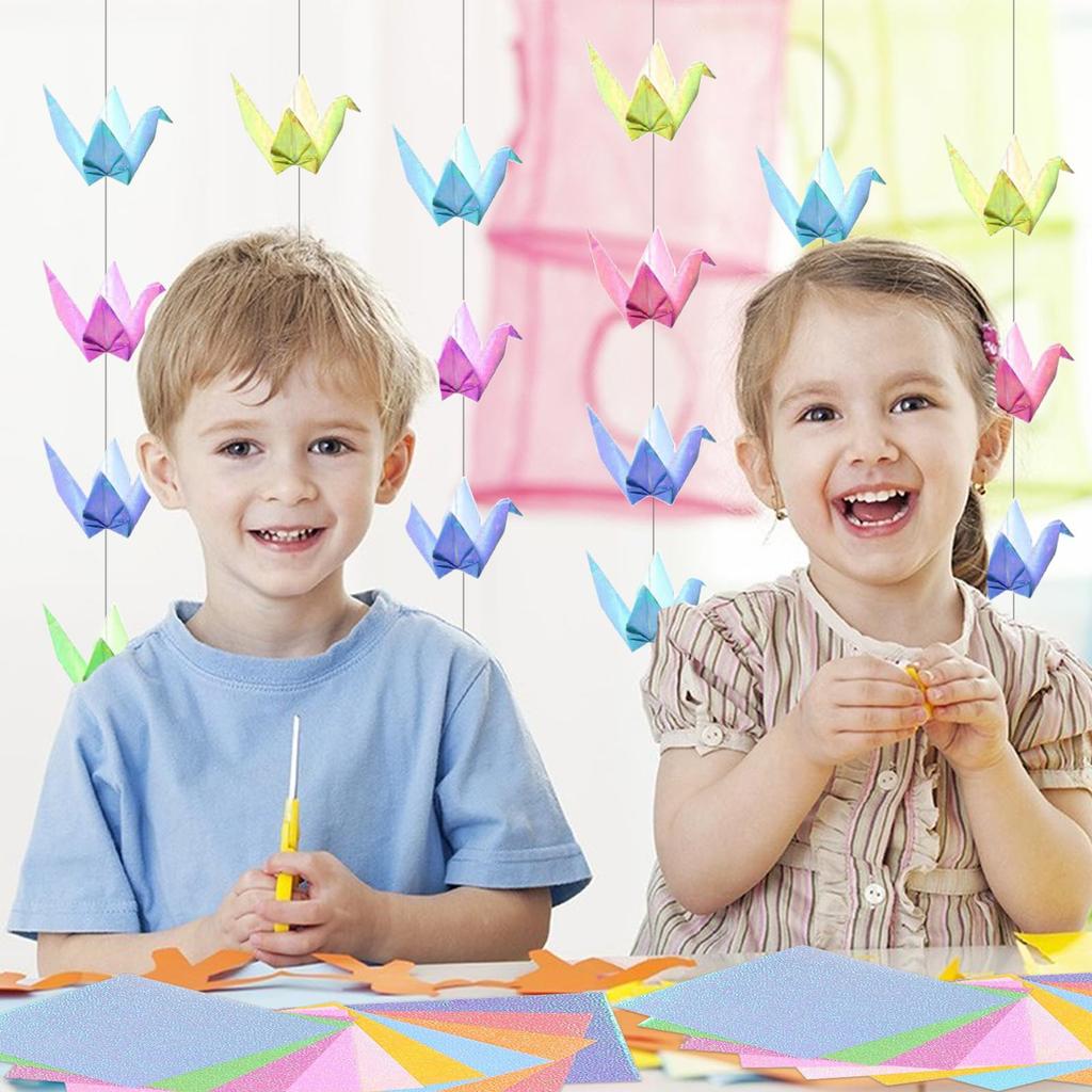 Koundeneko Sparkly Origami Approximately 10 Set of 200 Stylish Pearl Origami Colorful for Paper Thousand DIY Party Handmade Craft Paper, Colors,