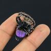 Подарочное кольцо из натурального драгоценного камня пурпурит, ручной работы, медная проволока, размер 7 d5g07