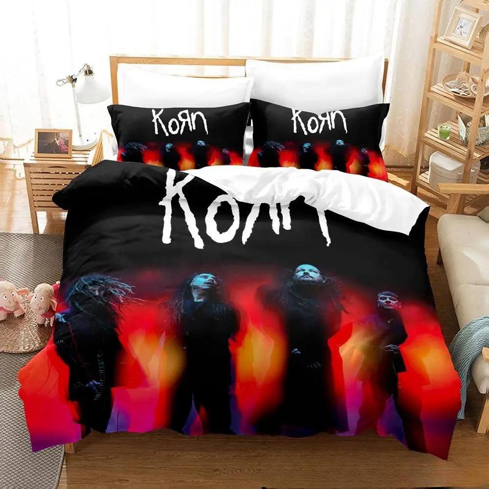 3D Печать Коллекция Постельного Белья Рок-Группы Korn Пододеяльник Коллекция Постельного Белья Чехол для Одеяла Наволочка Одеяло Размер King Queen Постельное Белье для Мальчиков и Взрослых