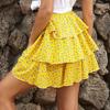 Летняя женская юбка с желтым цветочным принтом, элегантная темпераментная юбка с лямкой на шее, короткая юбка