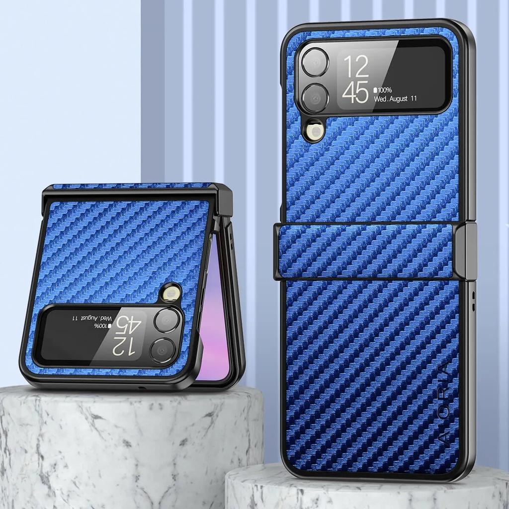 Противоударный тонкий чехол из углеродного волокна для Samsung Galaxy Z Flip 4 5G Z Flip4, нескользящий защитный чехол для всего тела, чехол для телефона Funda