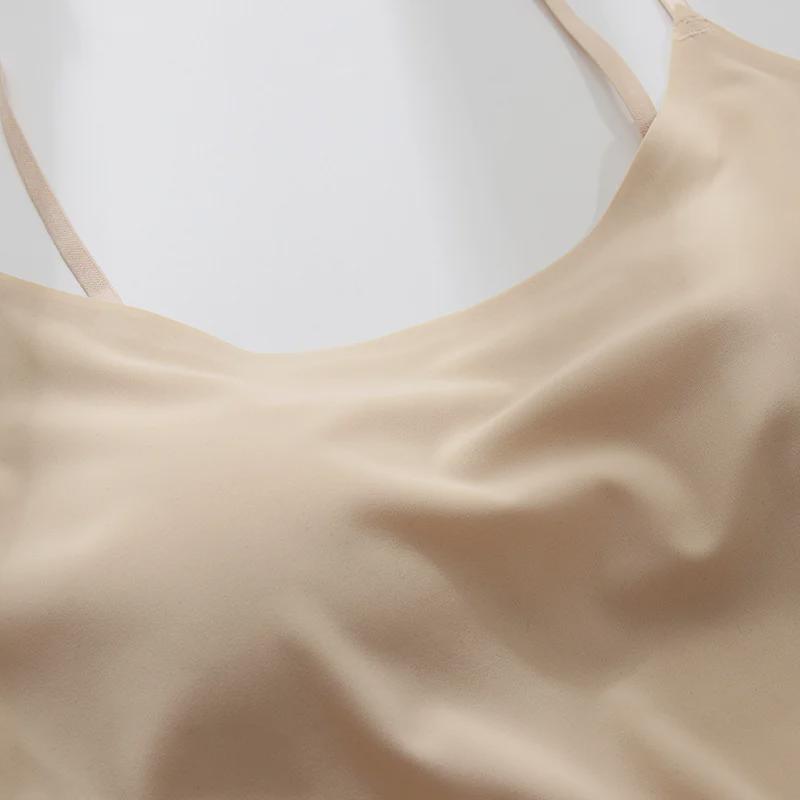 Seamless Sexy Navel-Baring Vest with Chest Pads, Ice Silk Tube Top, Breathable Back Underwear for Women