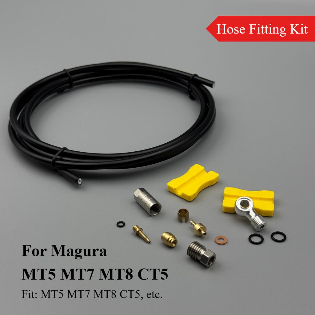 1 Set Bike Hydraulic Brake Hose Fitting Kit, 2m 3-Layer Hydraulic Hose (OD 5mm/ID 2.0mm), for Shimano BH59/BH90 Sram Magura