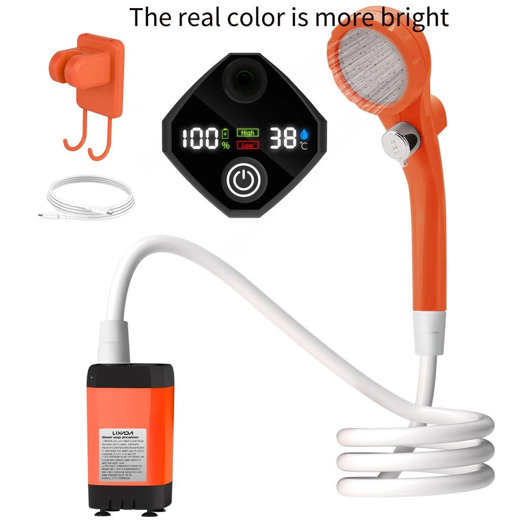 6000 мАч Полноэкранный Интеллектуальный Цифровой Дисплей Душевой Комплект Портативный Кемпинговый Душевой Насос Регулируемый для Автодома Наружный Душевой Комплект