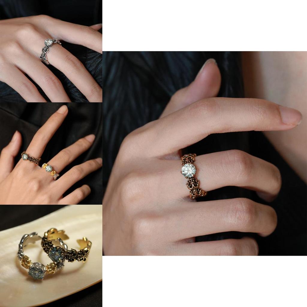 Elegant And Modern Iris Blue Moissanite Ring For Women Geometric Design Adjustable Size