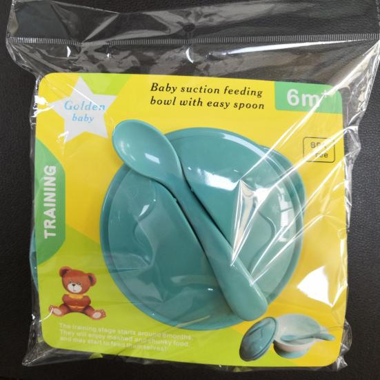 1 Set Suction Bowl with Spoon Eco-friendly Safe Long-lasting Smooth Edge Diet Training Polypropylene Suction Cup Baby Cutlery Bowl Household Supply