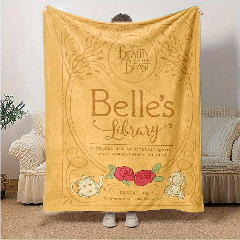 1 шт., Дисней Красавица и Чудовище: Плед 'Библиотека Белль' для дома Уютный фланелевый плед для спальни, гостиной, путешествий, кемпинга, автомобиля