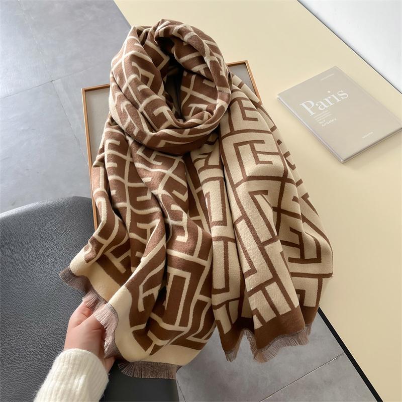 Зимний теплый кашемировый шарф для женщин, роскошный принт, пашминовая шаль, шейный платок, женская повязка на голову Bufanda Echarpe Design