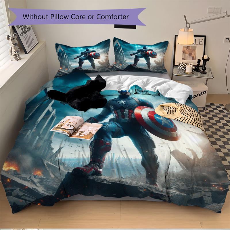 Captain America Thunder Steel Print 3Pcs Bedding Setduvet Cover With 2 Bedropillowcase Home Birthday Gift