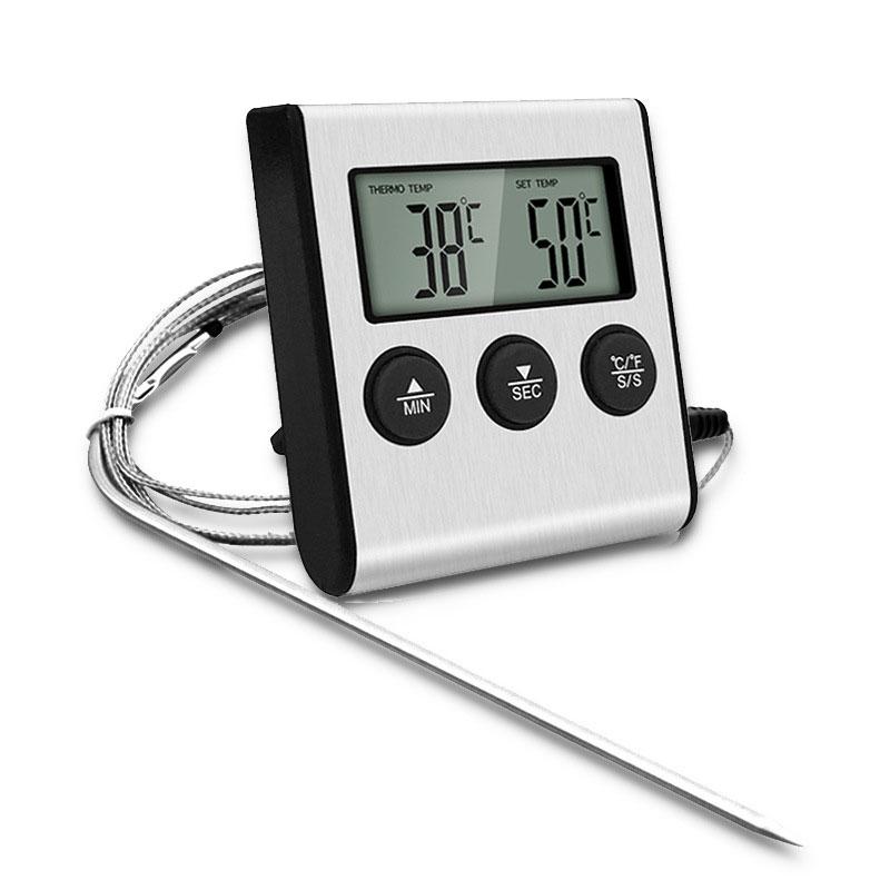 Digital Food Thermometer with Probe Stainless Steel Electronic BBQ Thermometer with Timer Kitchen Cooking Thermometer for Food
