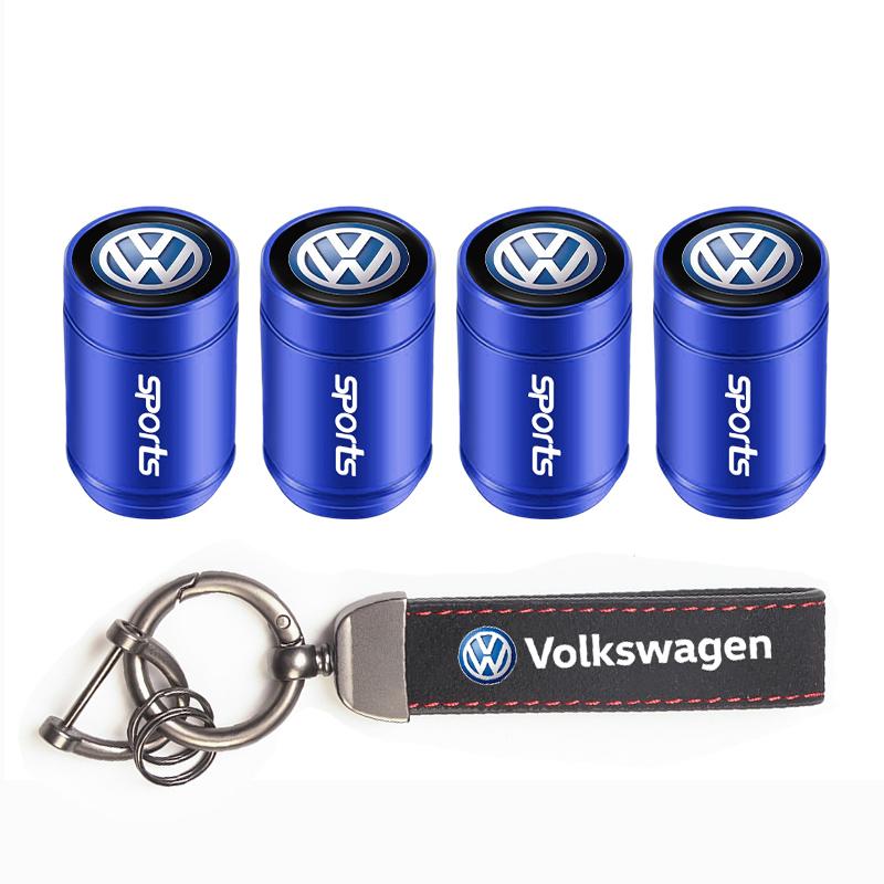 VEMZG1 Car Tire Wheel Valve Caps Cover Suede Car Key Chain Ring Keychain For VW R GTI Polo Golf Passat Tiguan Arteon Touareg ID.3 Jetta