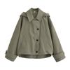 Fall New Women's Clothing Minimalist Single-Breasted Short Flap Collar Waterproof Batwing Long Sleeve Trench Coat 0518242
