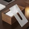 Rustic Wood Draw Paper Box Rectangle Napkin Holder Home Decor Walnut Wood Grain Tissue Box  Kitchen