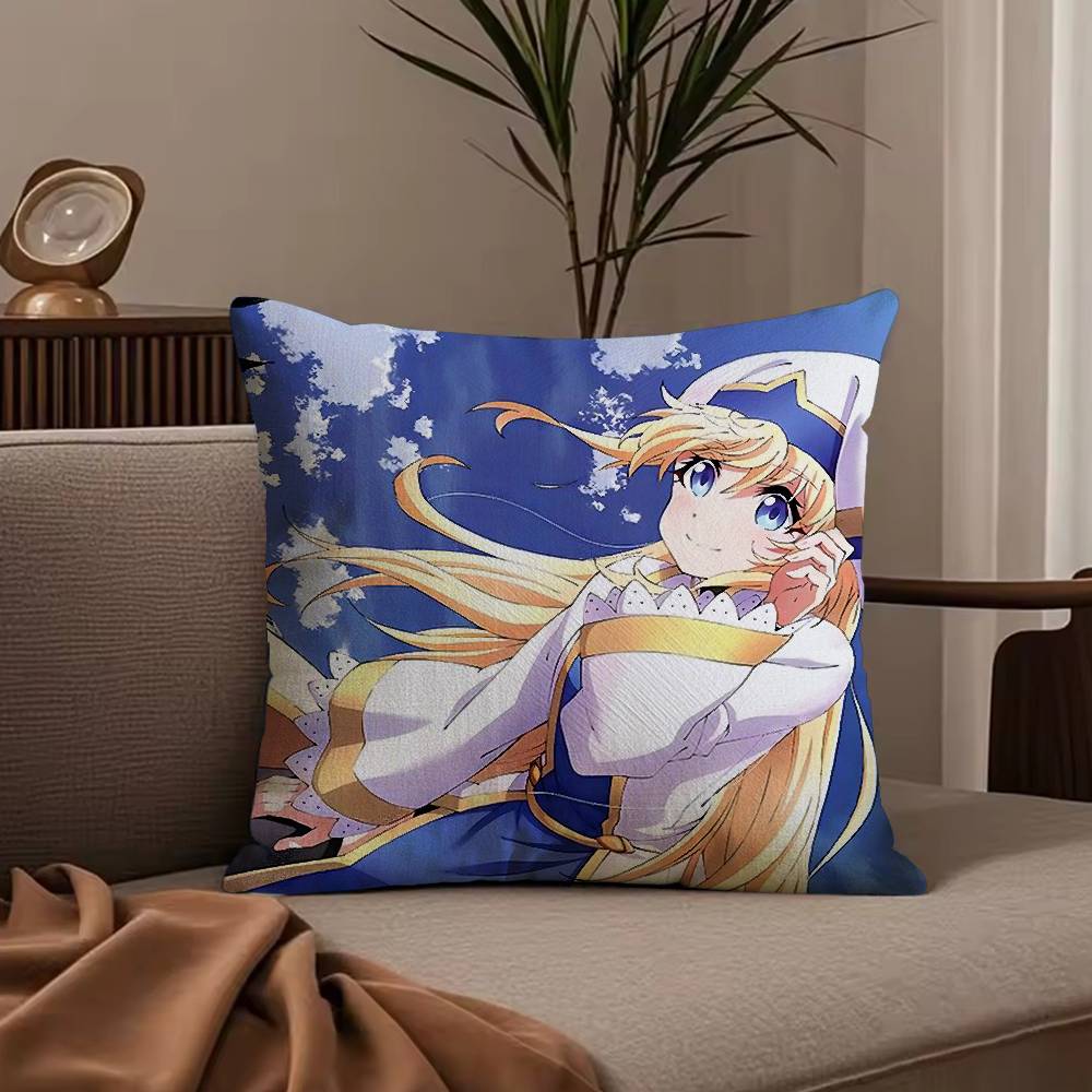 Anime G-Goblin S-Slayer Pillow Case Anti-dustmite Pillowcase Invisible zipper silky short plush Sofa cushion cover