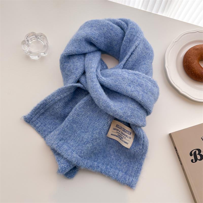 2024 Autumn/Winter New Solid Color Wool Knitted Scarf Medium Long Shawl Neck Versatile Warm For Women