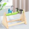 Игрушка для птиц Прочная треугольная подставка с кормушкой Игра и отдых Деревянная подставка для тренировок питомца попугая Волнистый попугай Игровая площадка