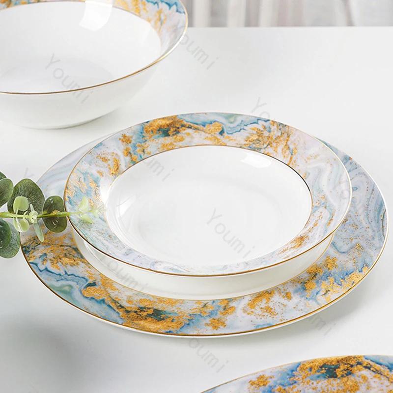 Креативная обеденная тарелка «Звездное небо», легкая роскошная ресторанная тарелка для десерта и салата, изысканная керамическая посуда, миска для супа