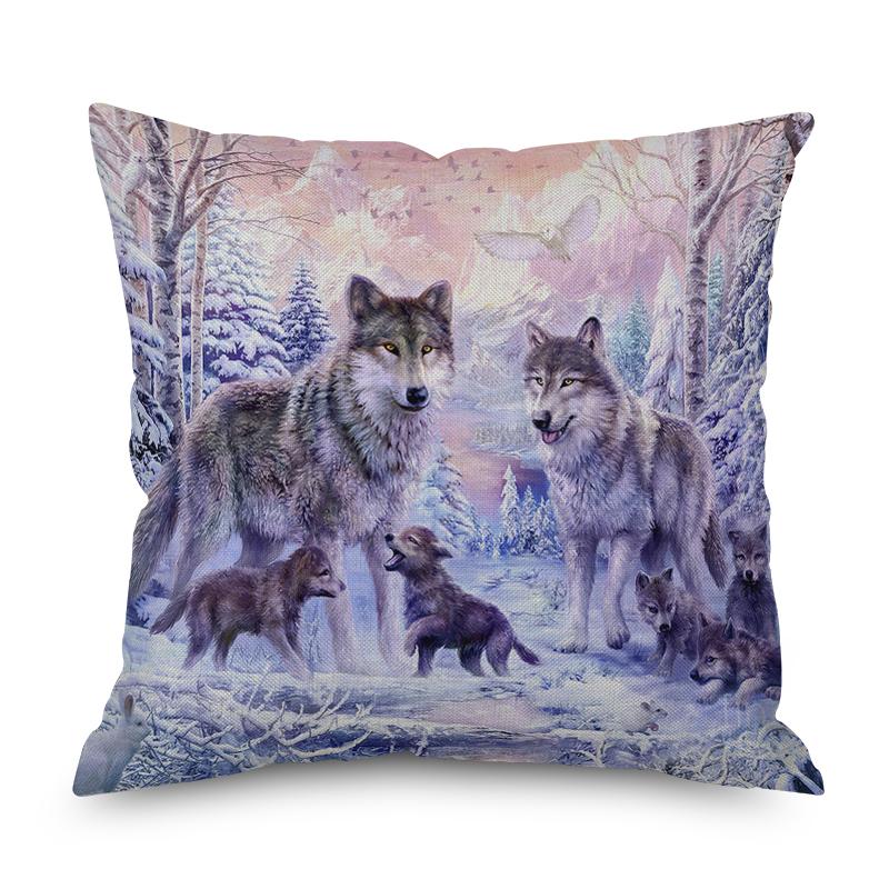 Животное волк дельфин Нордический короткий плюш Наволочка Полиэстер Декоративная наволочка для подушки Квадратный стиль-1