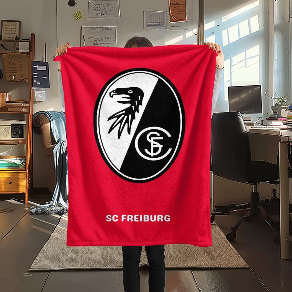 1Pc SC Freiburg Print Flannel Blanket High Quality Warm Comfortable Cover for All Seasons Perfect for Gifts Home Decor